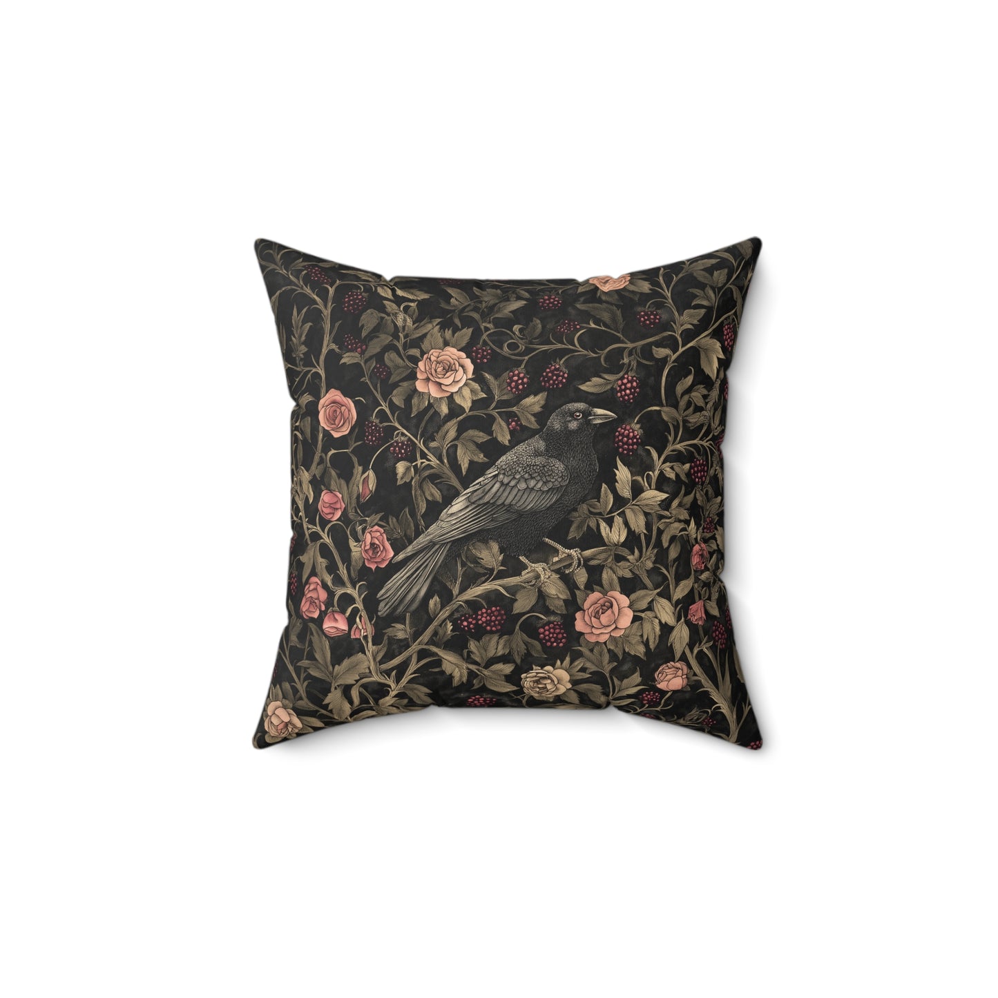 Crow In the Garden Spun Polyester Square Pillow