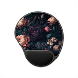 Dark Floral Mouse Pad With Wrist Rest