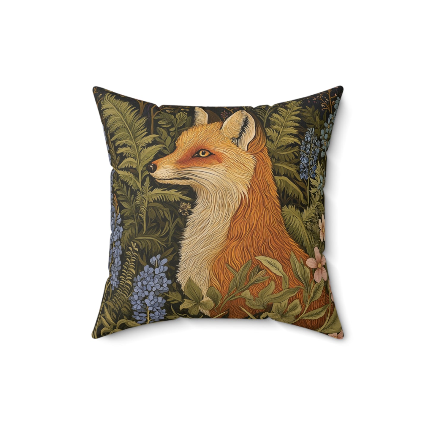 Fox In The Garden Spun Polyester Square Pillow