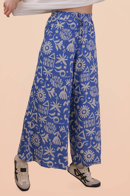 NP70715-Printed Wide Leg Long Pants