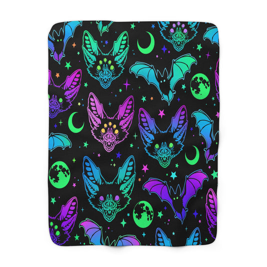 Neon Bats Sherpa Fleece Blanket