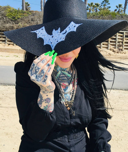 Bats Floppy Sun Hat - XL Brim