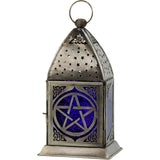 Pentacle Cobalt & Purple Glass & Metal Lantern