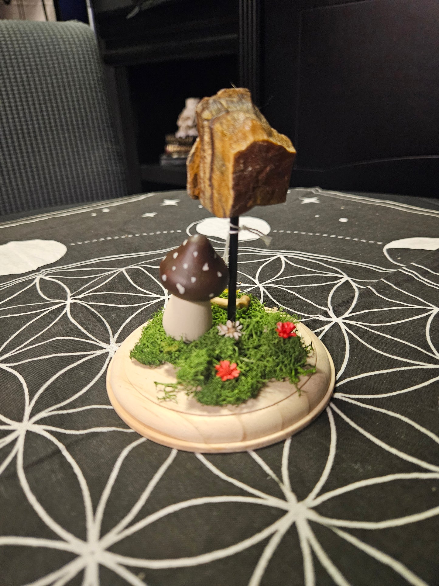 Mushroom and Gemstone on Stand