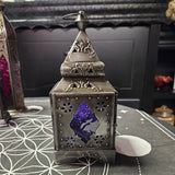 Purple Glass & Metal Lantern