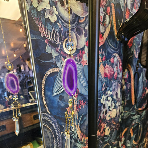 Purple Agate Slice Cosmic Sun Catcher