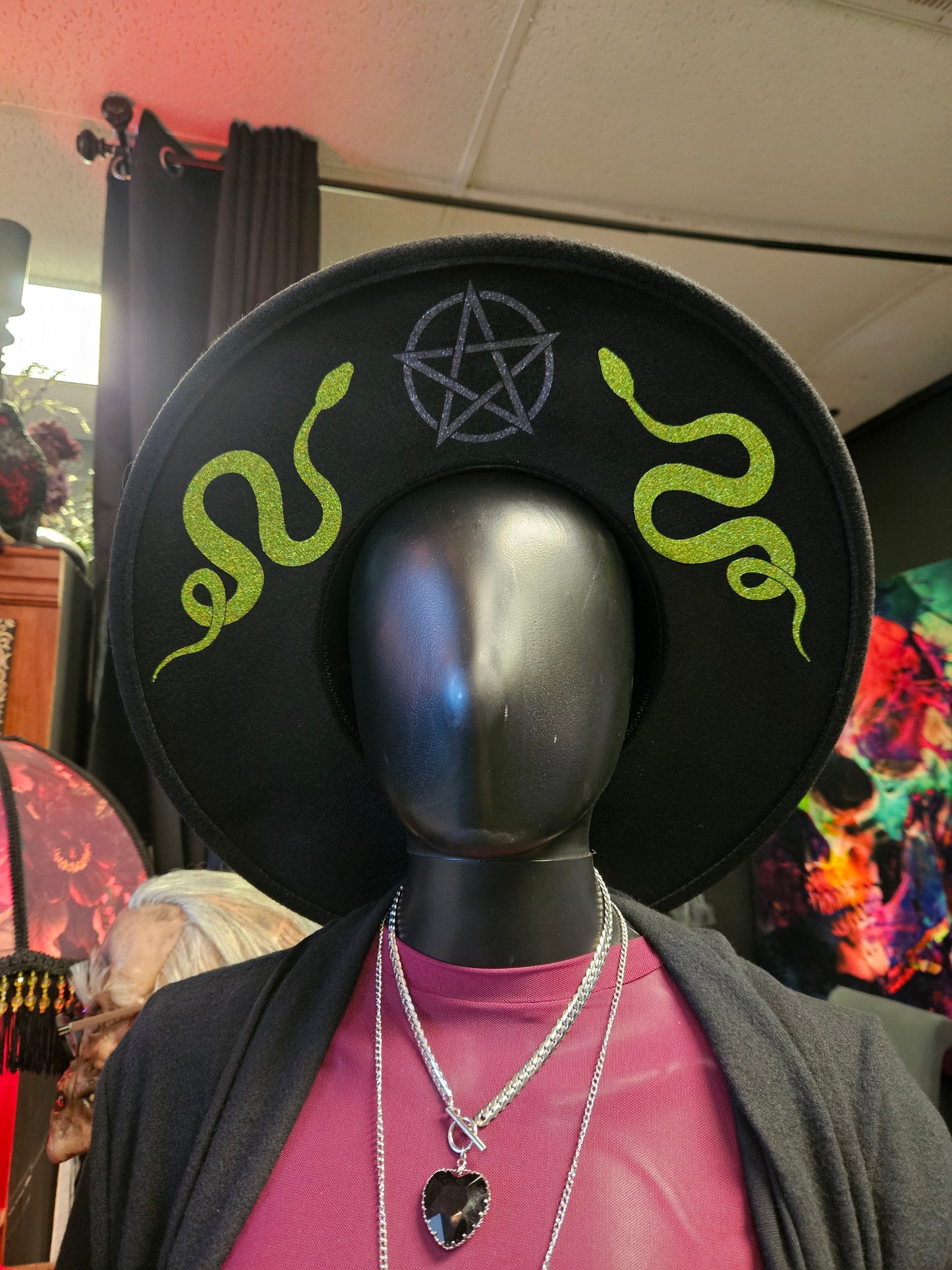 Snakes & Pentacle Wide Brim Hat