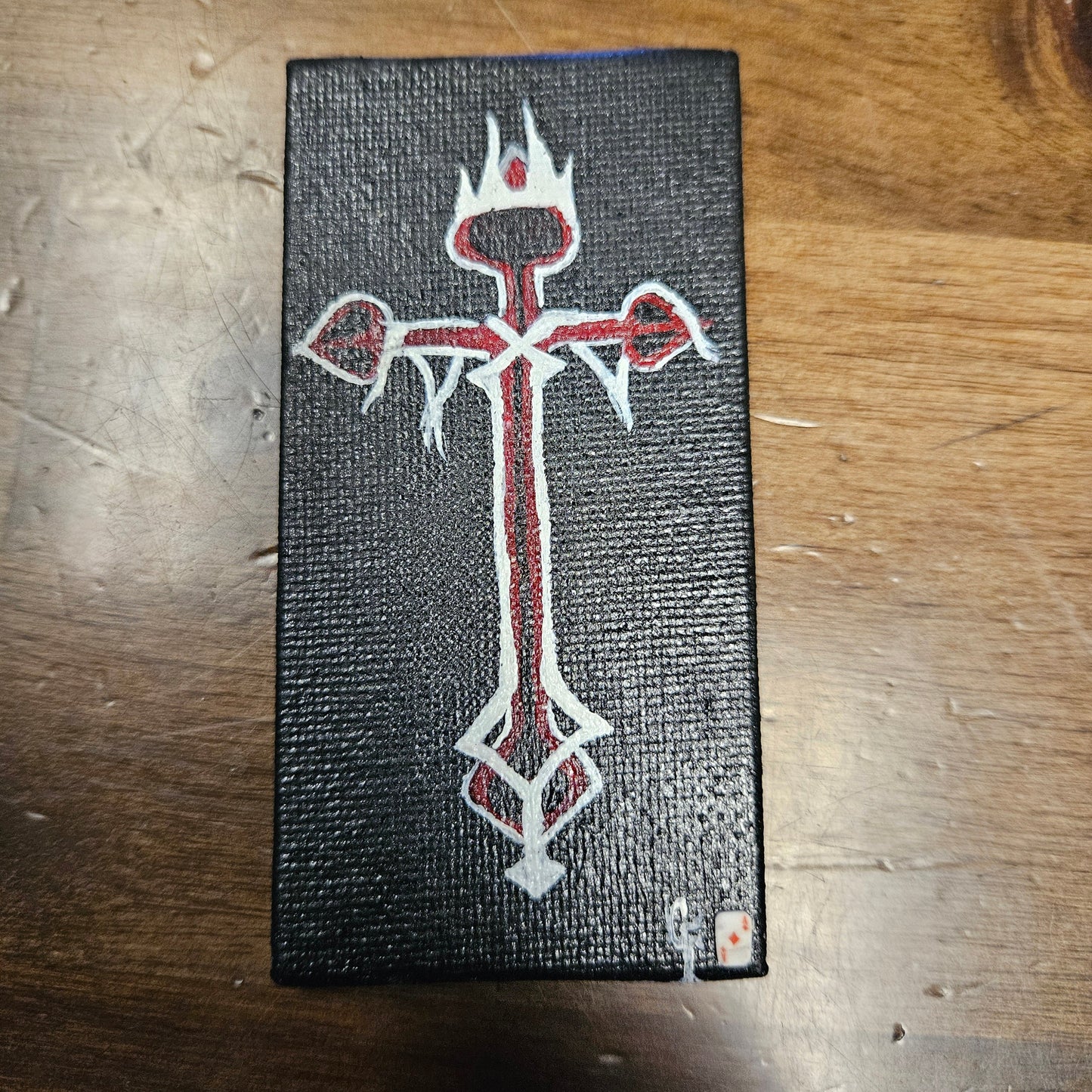 Black & Red Flaming Cross Crimson Falls Canvas Magnet