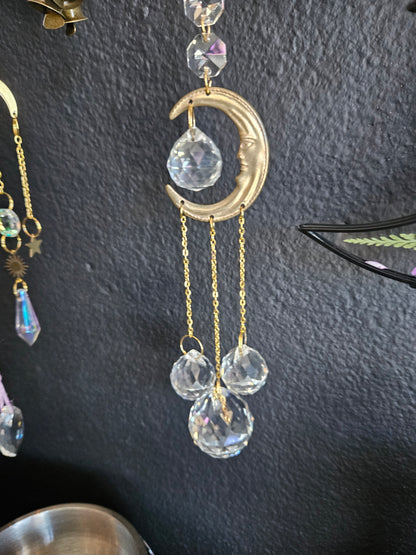 Crescent Moon Crystal Suncatcher