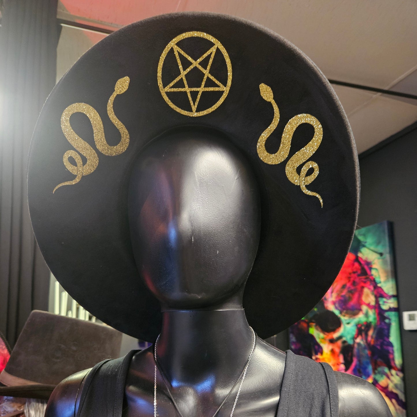 Snakes & Pentagram Wide Brim Hat