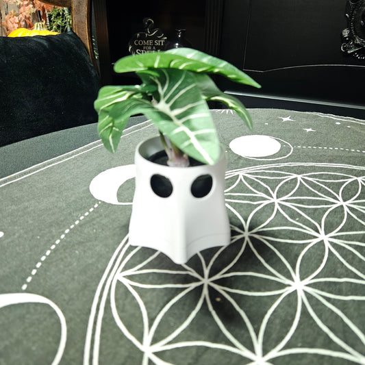 Ghost Planter with Faux Plant