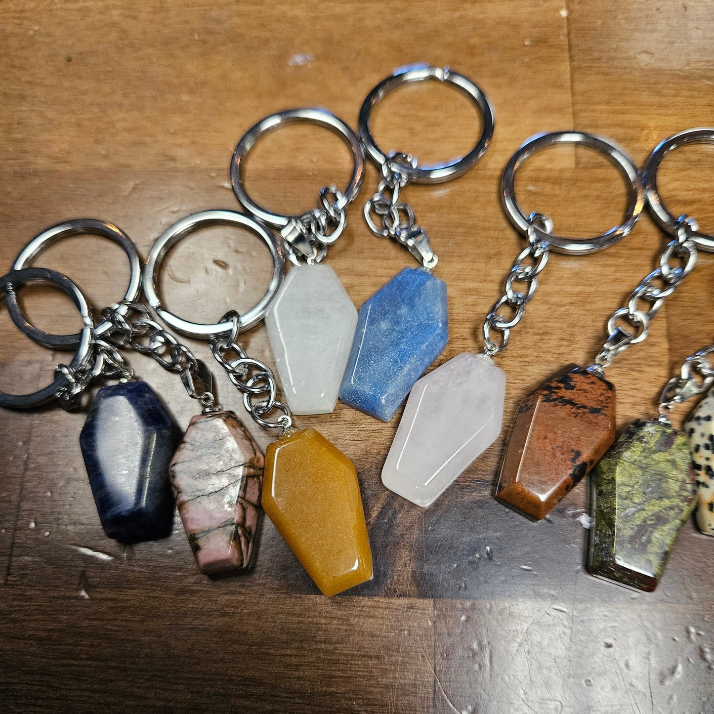 Natural Crystal Coffin Keychain