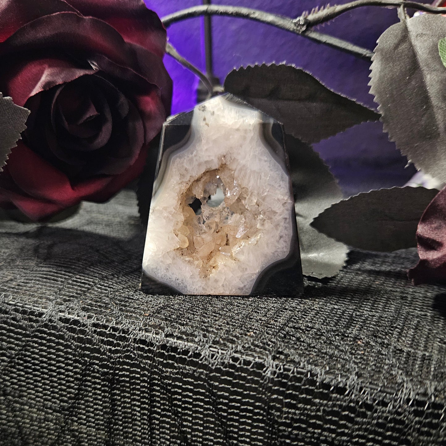 Black Sardonyx Geode Slice