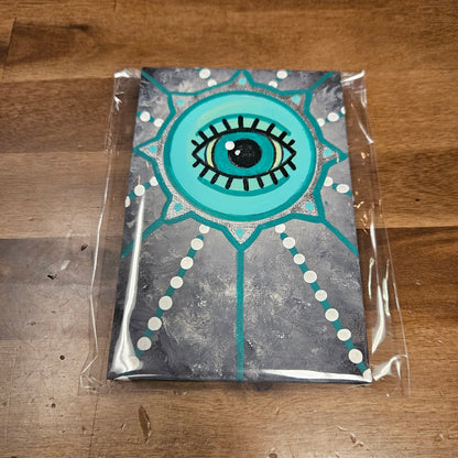 Evil Eye Teal Canvas Painting