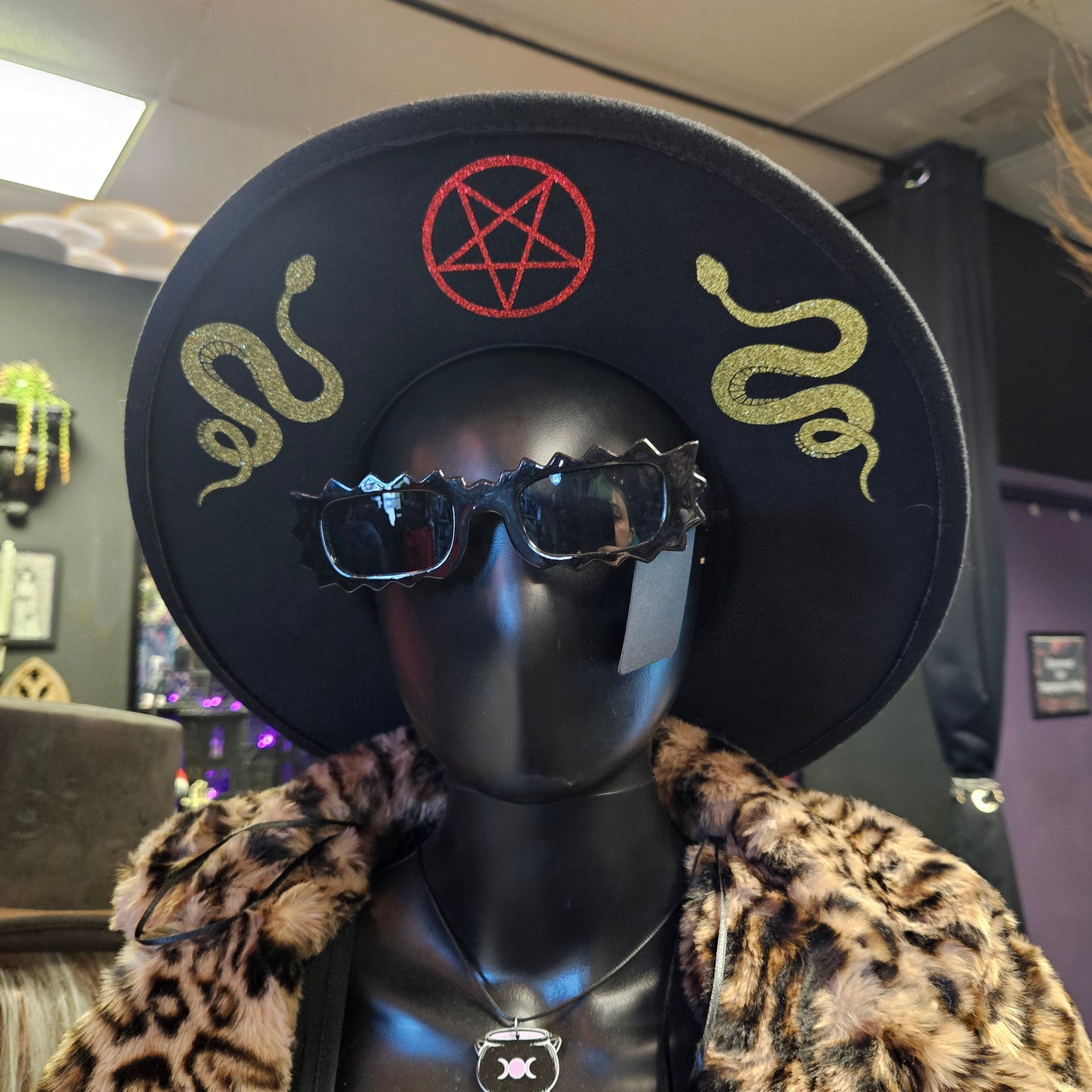 Snakes & Pentacle Wide Brim Hat