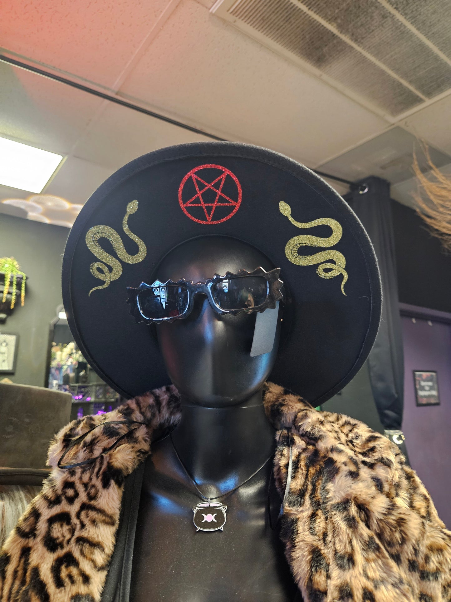 Snakes & Pentacle Wide Brim Hat