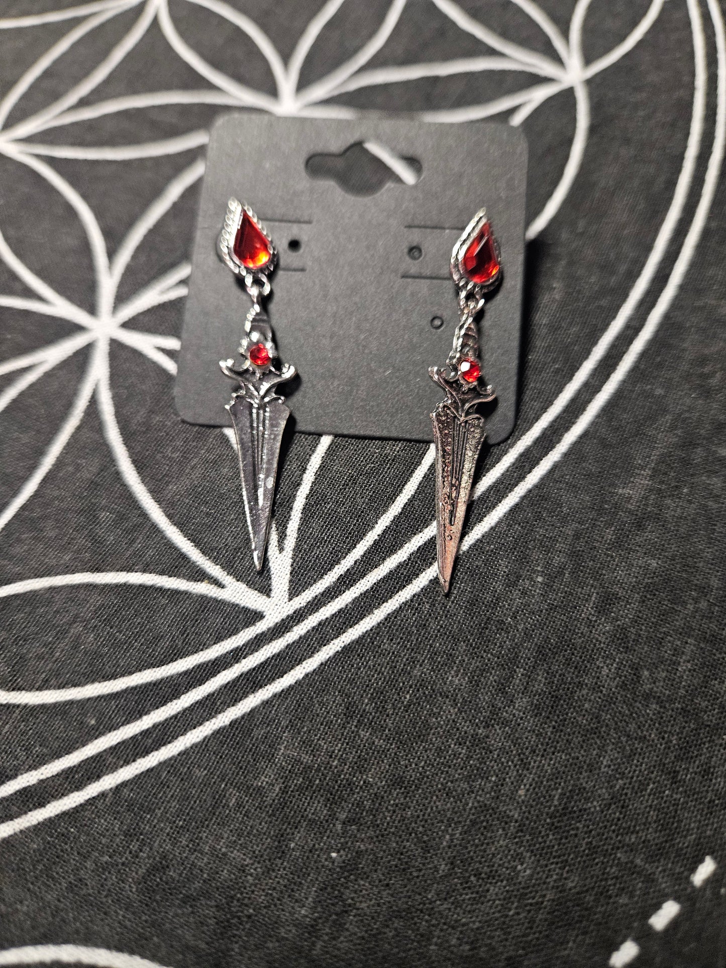 Scarlet Sword Drop Earrings