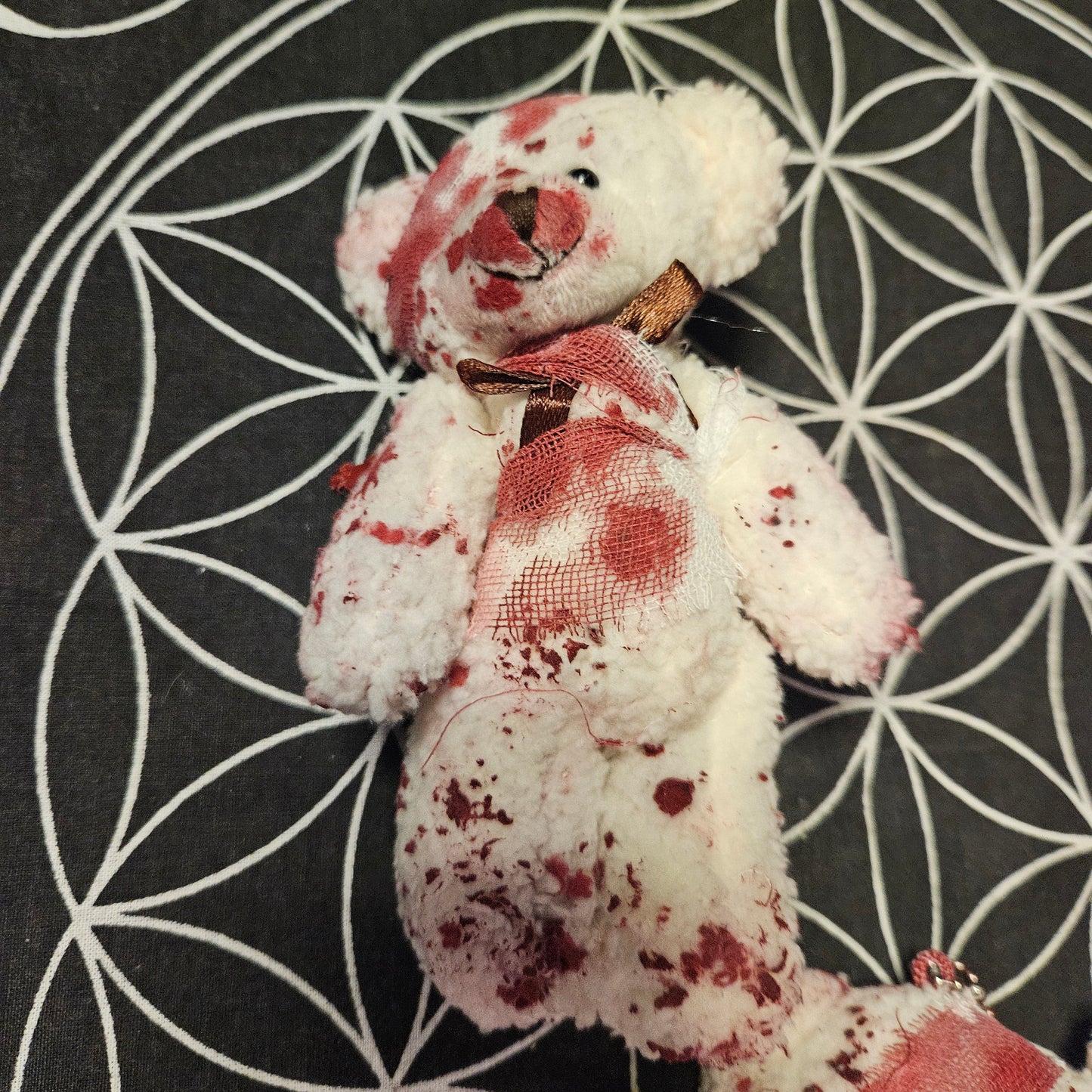 Battered Teddy Bear Keychain