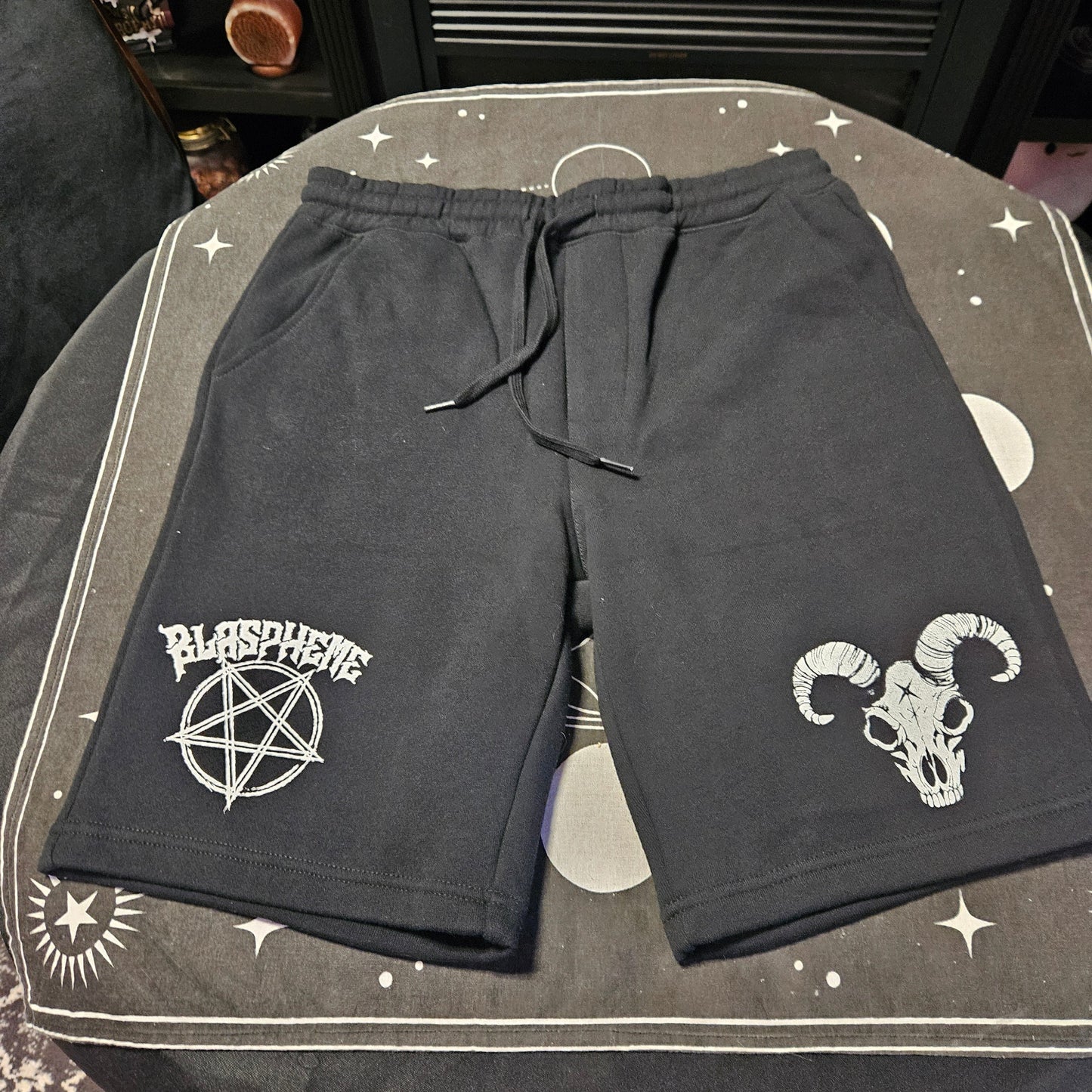 Blaspheme Goat Skull Midweight Fleece Shorts