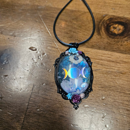 Floral Moon Cabochon Necklaces