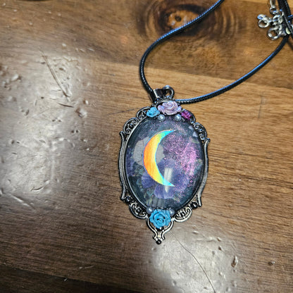 Floral Moon Cabochon Necklaces