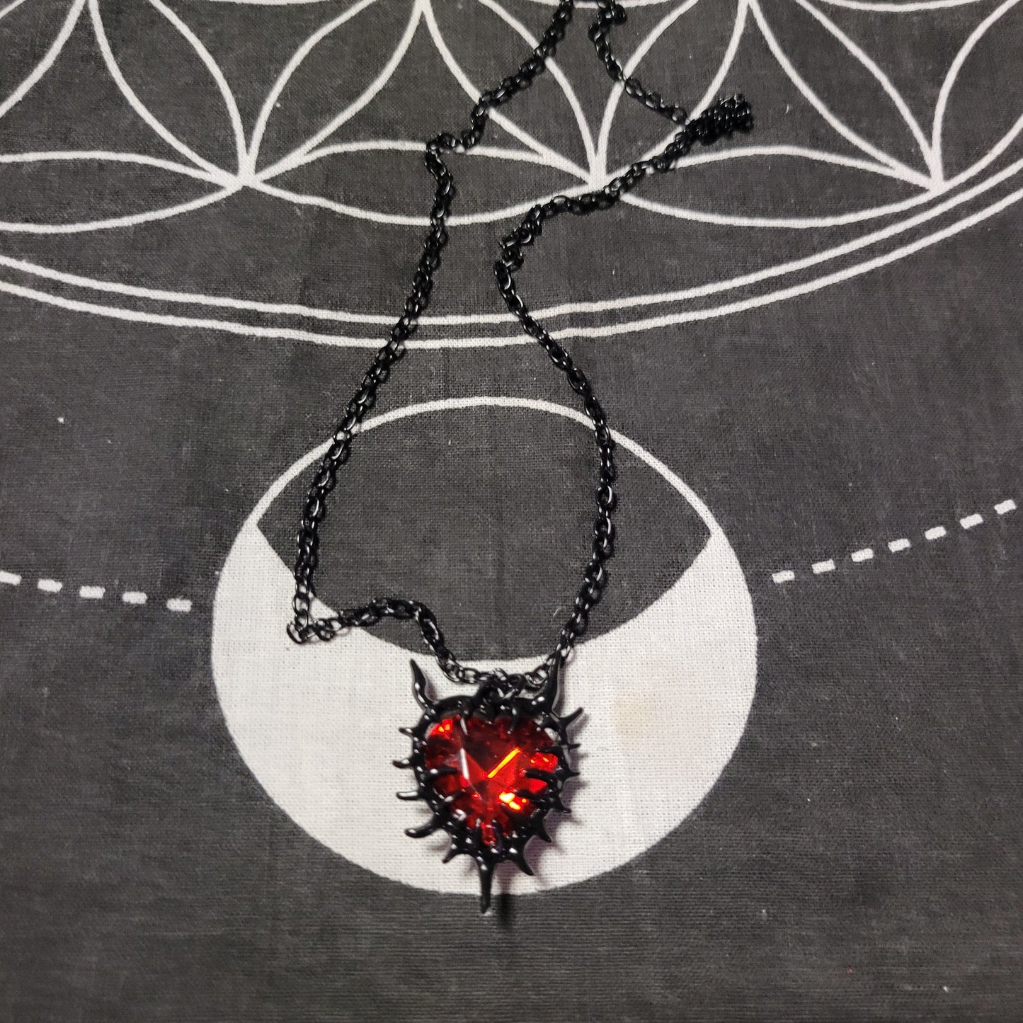 Spiked Glass Heart Necklace