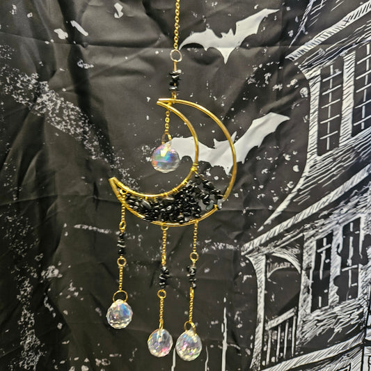 Obsidian Moon Crystal Suncatcher