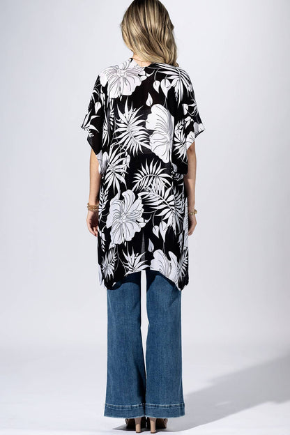 Onyx Tropical Leaf Kimono