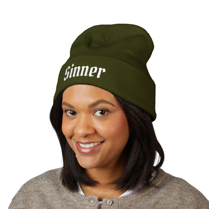 Sinner Embroidered Cuffed Beanie