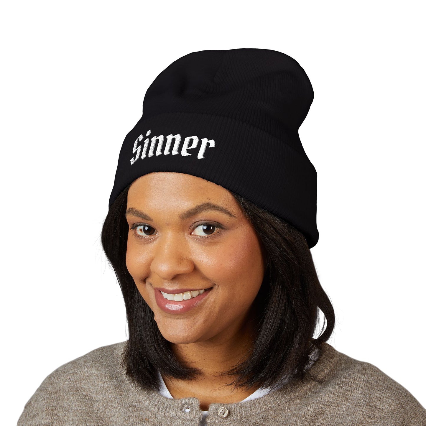 Sinner Embroidered Cuffed Beanie