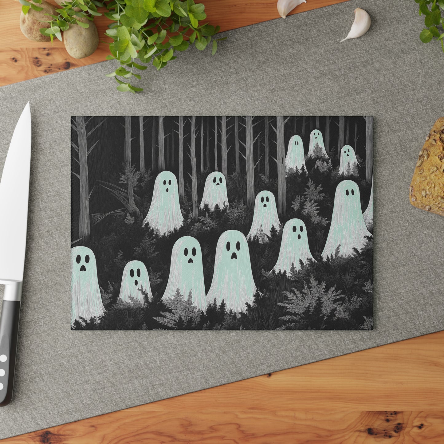 Forest Ghosts Glass Cutting Board