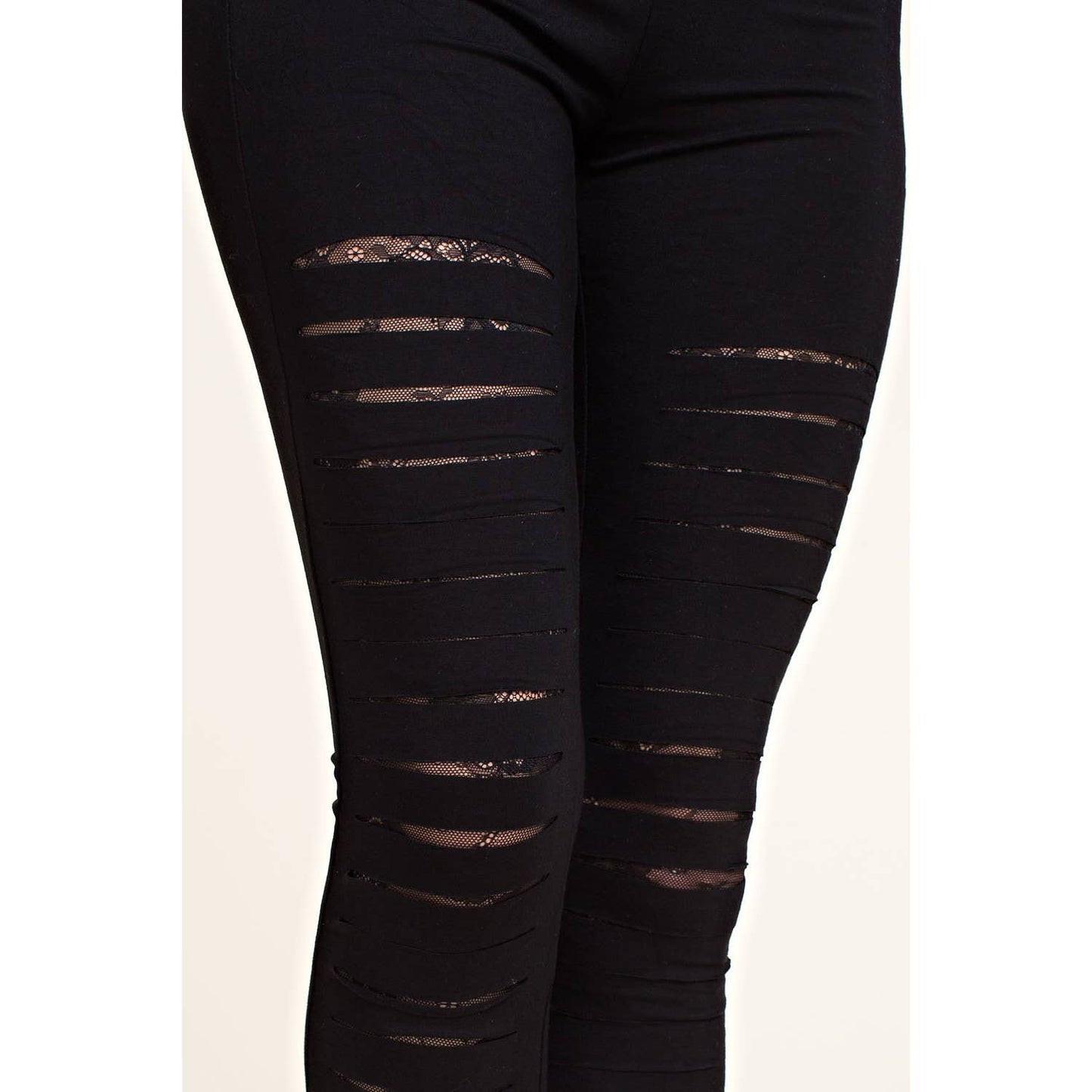 LEGGINGS WITH LASER CUT WITH LACE DETAILS