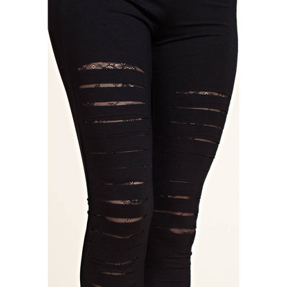 LEGGINGS WITH LASER CUT WITH LACE DETAILS