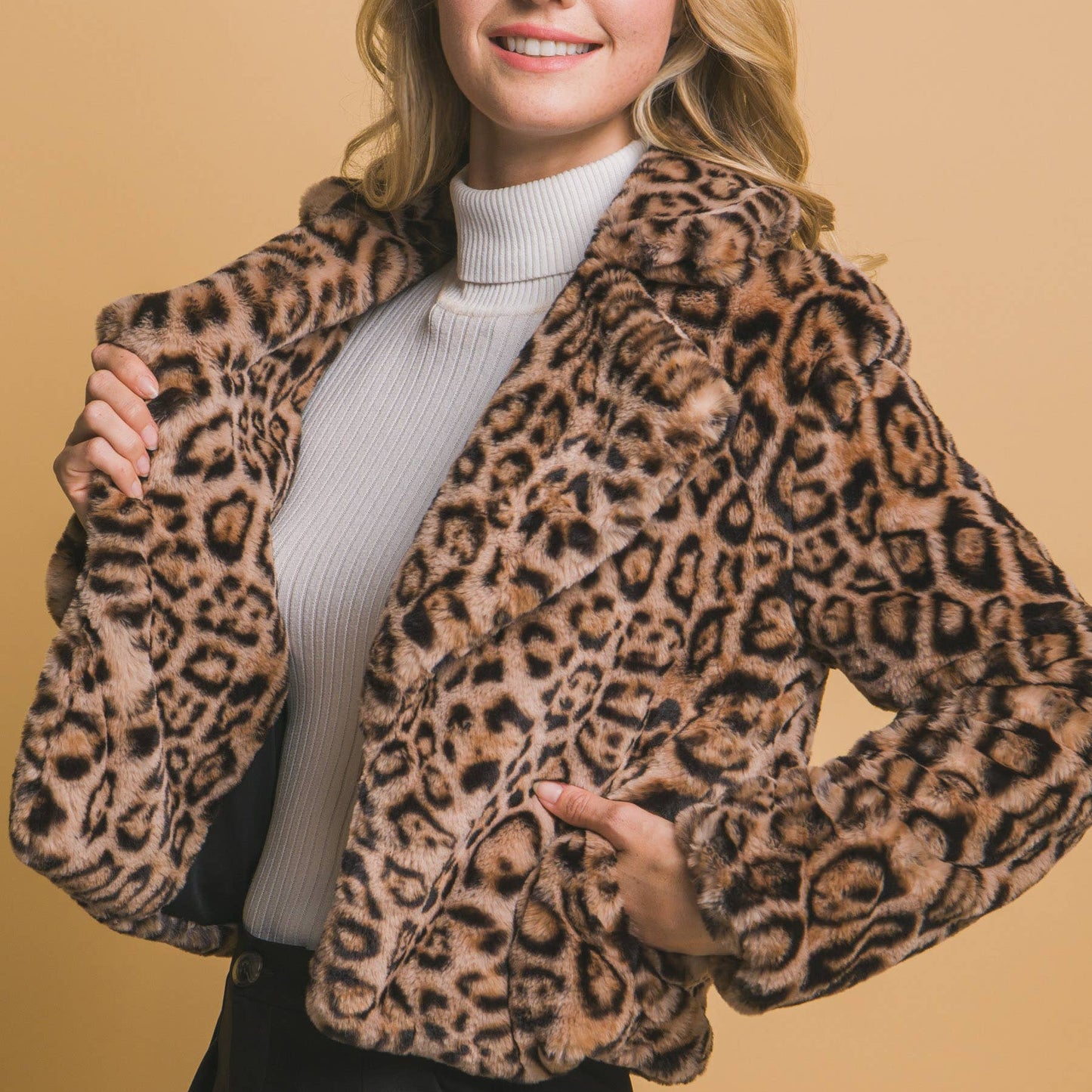 Leopard Print Faux Fur Jacket