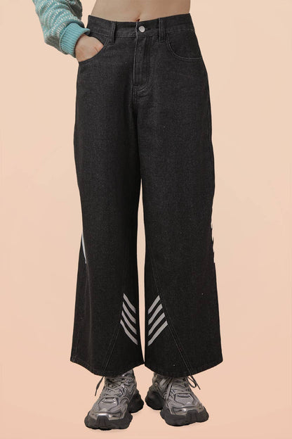 VJP90051-VERY JEAN Twill Tape Detail Washed Denim Pants