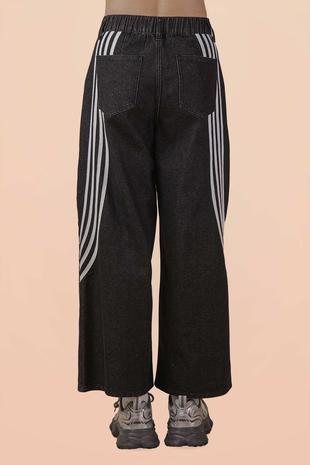 VJP90051-VERY JEAN Twill Tape Detail Washed Denim Pants