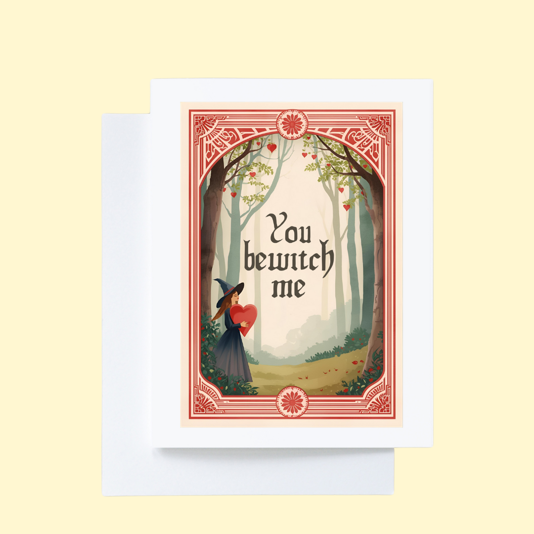 You Bewitch Me Fantasy Forest Witch Valentine Card 
