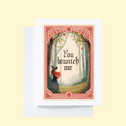 You Bewitch Me Fantasy Forest Witch Valentine Card 
