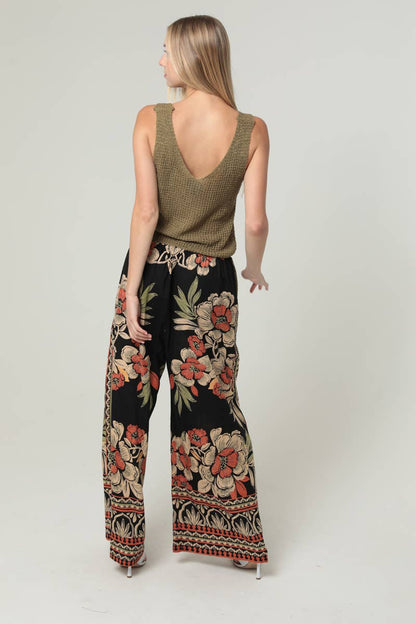 Boho Floral Wide Leg Pants