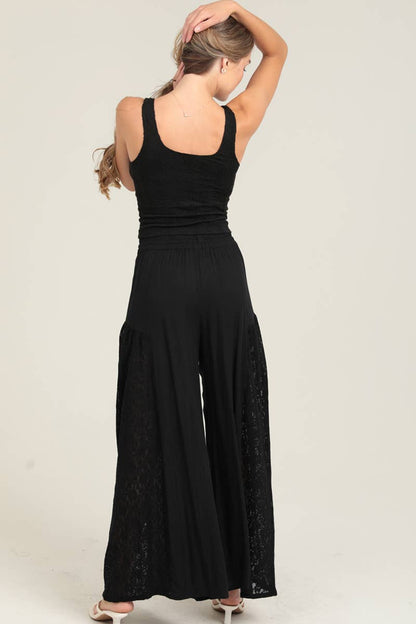 Lace Sided Wide Leg Pants