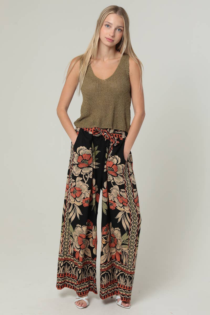 Boho Floral Wide Leg Pants