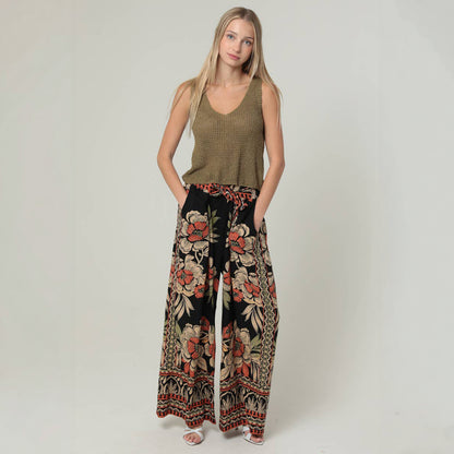 Boho Floral Wide Leg Pants