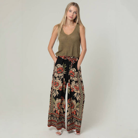 Boho Floral Wide Leg Pants