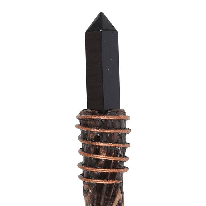 Thin Protection Black Obsidian Crystal Wand