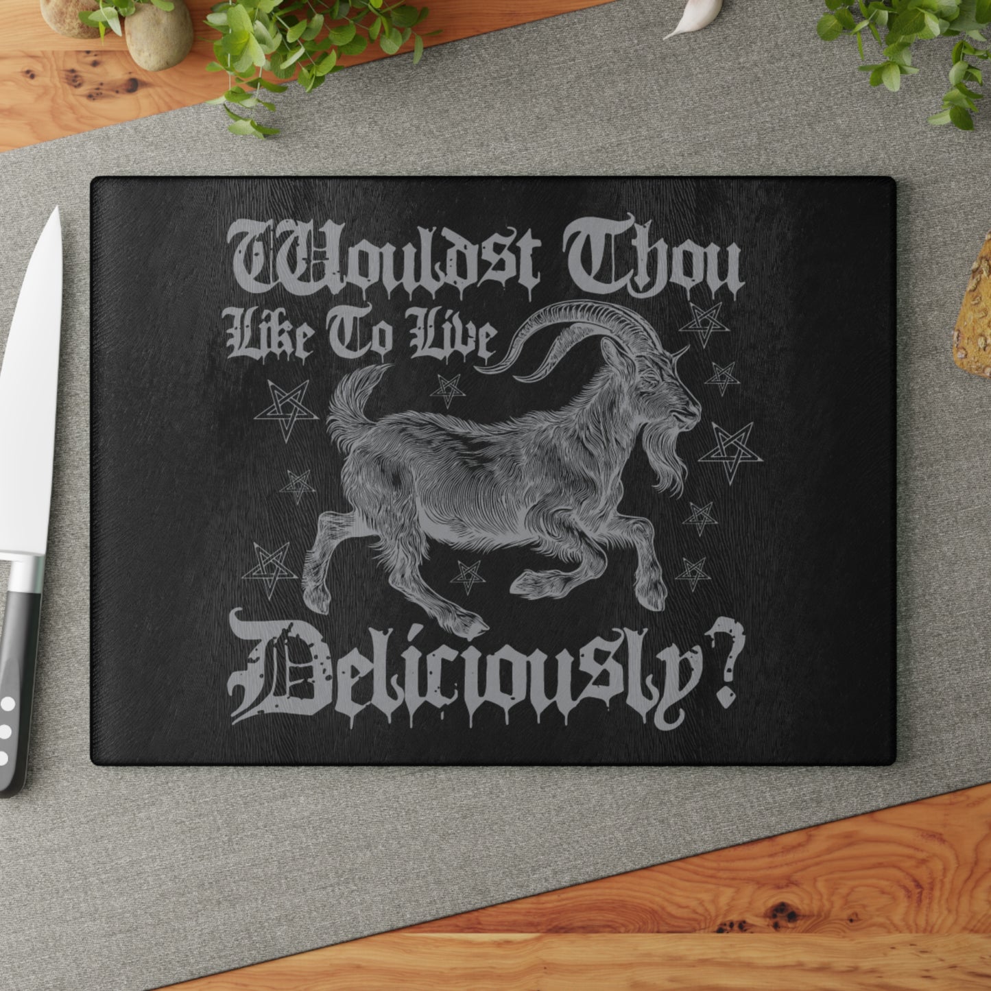 Live Deliously Glass Cutting Board