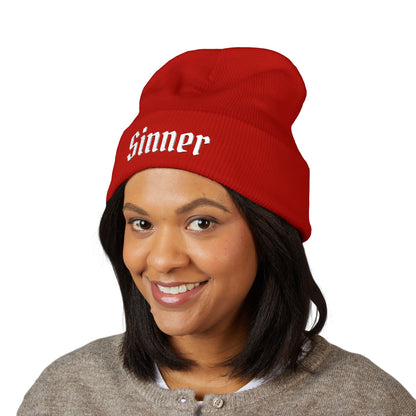 Sinner Embroidered Cuffed Beanie