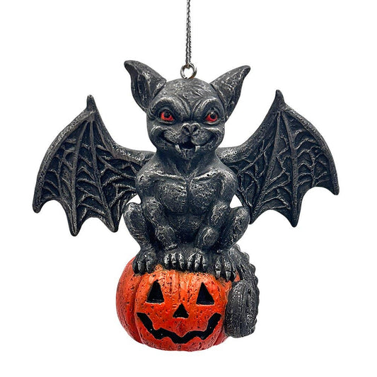 Spooky Gargoyle on a Pumpkin Ornament