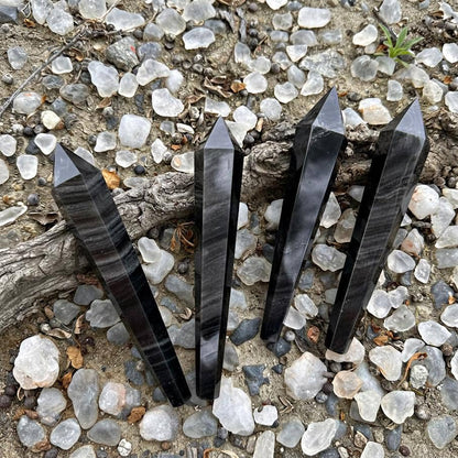 Small Silver Sheen Obsidian Scepter