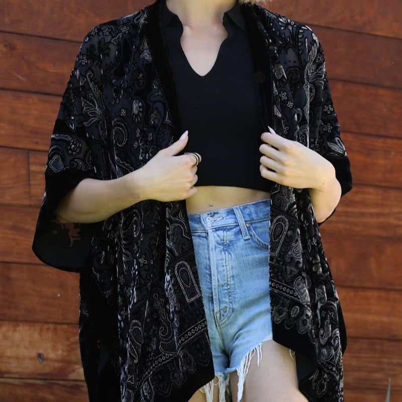 Witching Hour Wrap Velvet Kimono