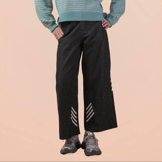 VERY JEAN Twill Tape Detail Washed Denim Pants